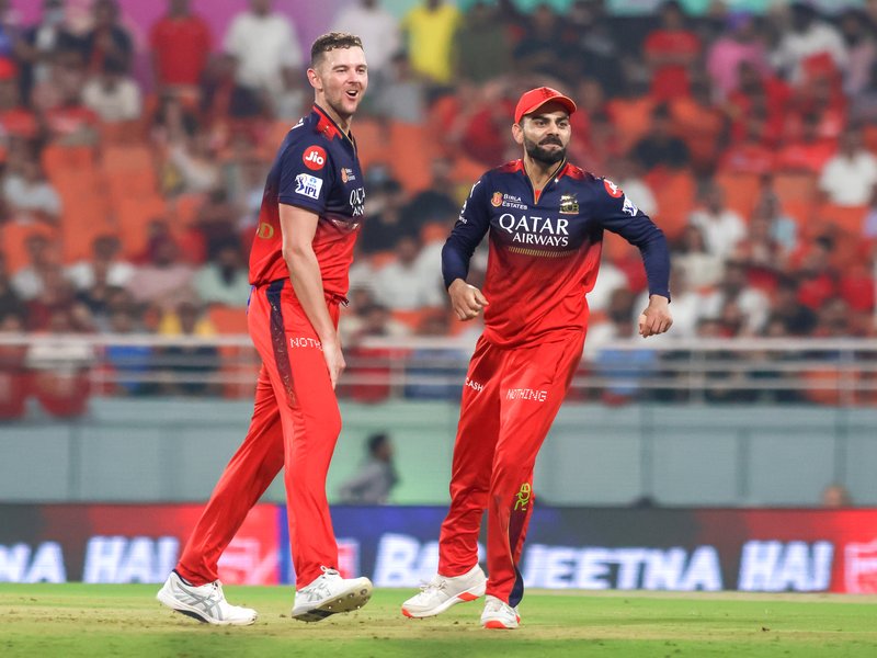 Suyash Sharma and Josh Hazlewood star as Royal Challengers Bengaluru, storm into fourth final in Indian Premier League (IPL) history, with 8-wicket win over Punjab Kings in Qualifier 1 clash of 2025 edition in New Chandigarh on Thursday. IANS Photos