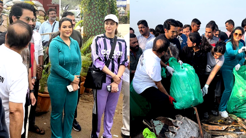 Rajkummar Rao, Isha Koppikar, Amruta Fadnavis lead beach clean-up drive after Ganpati Visarjan