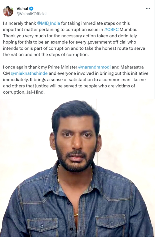 Vishal expresses gratitude to PM, I&B Ministry for swift action on CBFC