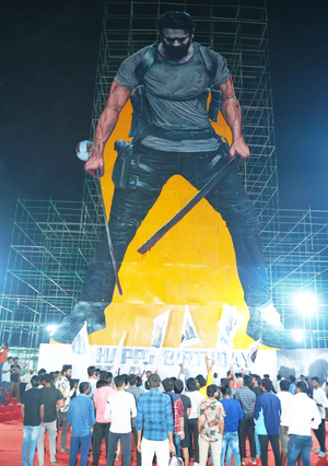 Prabhas fans create massive 230 ft cutout of actor on his birthday