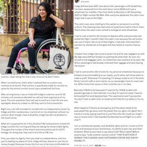 इंडिगो फ्लाइट में दिव्यांग महिला को उतारना भूले केबिन क्रू, बाद में भी झेलनी पड़ी उपेक्षा