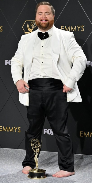 Paul Walter Hauser seen partying barefoot following 'rude' Emmys acceptance speech
