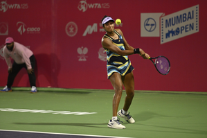 Goal is to play Grand Slam Qualifiers this year, says Sahaja Yamalapalli after her victory over top seed Kayla Day in the Mumbai Open WTA 125K Series Tennis Championship in Mumbai. Photo credit: MSLTA