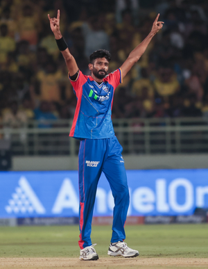 Delhi Capitals pacer Khaleel, Mukesh Kumar rattle CSK after Warner, Pant blaze to fifties in 20-run win in Match 13 of the Indian Premier League (IPL) 2024 at the Dr. Y.S. Rajasekhara Reddy ACA-VDCA Cricket Stadium in Visakhapatnam on Sunday night. IANS Photos