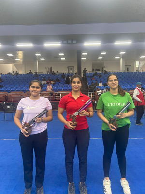 Manu Bhaker emerges most successful athlete of the fourth match of Olympic Selection Trials at the M.P. State Shooting Academy (MPSSA) ranges in Bhopal on Sunday. Photo credit: NRAI