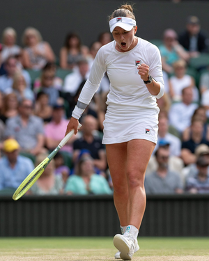 Barbora Krejcikova topples former winner Elena Rybakina to reach first final at Wimbledon on Thursday. Photo credit: WTA