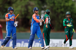 Bowlers and Smriti Mandhana helped India Women thrash Bangladesh Women by 10 wickets and storm into final of the Women’s Asia Cup at the Rangiri Dambulla International Cricket Stadium in Dambulla, Sri Lanka, on Friday. Photo credit: @BCCI Women/X