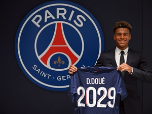 PSG sign French midfielder Desire Doue from Rennes on a five-year contract. Photo credit: PSG