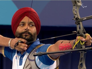 Archer Harvinder clinches gold in Men's Individual Recurve Open in the Paralympic Games in Paris on Wednesday. Photo credit: SAI Media
