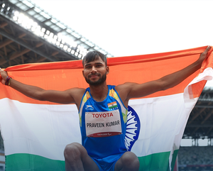 Praveen Kumar wins gold medal in Men's High Jump T64 with Asian Record in the Paralympic Games 2024 in Paris, France, on Friday. Photo credit: PCI