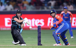 Captain Sophie Devine’s 57 not out carries New Zealand to 160/4 in Group A clash in the ICC Men's T20 World Cup 2024 in Dubai on Friday. Photo credit: ICC