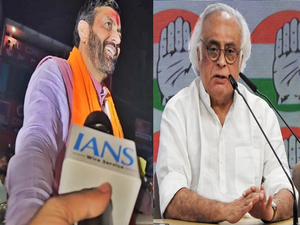 Nayab Singh Saini (left) and Jairam Ramesh (right)