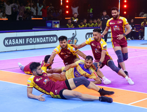 Pawan Sehrawat leads Telugu Titans to third-straight win of the season against Tamil Thalaivas in a Season 11 clash of Pro Kabaddi League (PKL) at the GMCB Indoor Stadium in Hyderabad on Wednesday. Photo credit: PKL