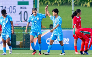 Debutant Lhingdeikim stars with four goals as India women maul Maldives again, in the second FIFA Friendly at the Padukone-Dravid Centre for Sports Excellence, in Bengaluru on Thursday. Photo credit: AIFF