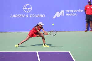 Maaya Rajeshwaran, 15, stuns Heurgo with a commanding win in the first qualifying round of the Mumbai Open WTA 125 Series at the Cricket Club of India in Mumbai on Saturday. 