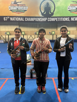 Delhi’s Meenu Pathak surprises, Varun Tomar wins as National Selection Trials 1&2 (Group A) for Rifle/Pistol conclude at the Dr. Karni Singh Shooting Range (DKSSR) in the National Capital Region on Friday. Photo credit: NRAI