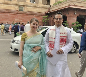 Congress MP Gaurav Gogoi with his wife Elizabeth 