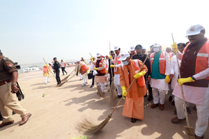 CM Yogi launches cleanliness drive at Sangam after resounding success of Maha Kumbh