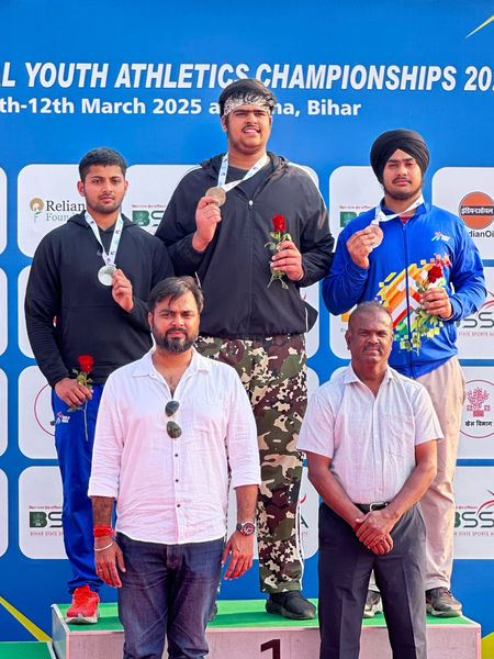 Haryana’s Nishchay, 16, stamps his authority in throwing events in the 20th National Youth Athletics Championships being played in Bihar. 
