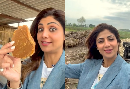 Shilpa Shetty relishes the taste of authentic desi Gud in Punjab 