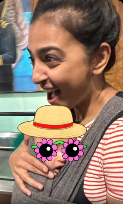 Radhika Apte gives slight glimpse of baby daughter as they touchdown ‘motherland’ Mumbai