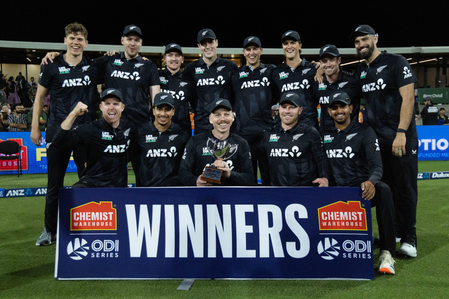 Michael Bracewell lauds team effort as dominant New Zealand seal 3-0 ODI series whitewash against Pakistan at Mount Maunganui on Saturday. Photo credit: New Zealand Cricket