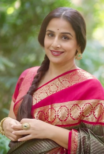 Vidya Balan embraces tradition in Kanjivaram silk saree for Tamil New Year celebrations	