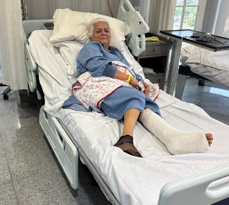 Bina Kak undergoes surgery after fracturing her leg