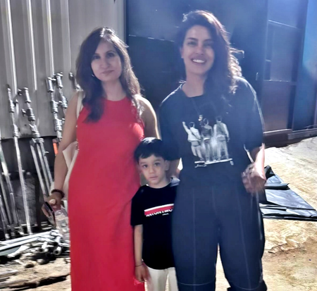 Priyanka Chopra beams with joy as her family visits her on set