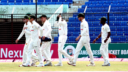 Mehidy Hasan powers Bangladesh to inning & 106 runs win over Zimbabwe on the third day of the second Test at Chattogram, Bangladesh, on Wednesday. Photo credit: Zimbabwe Cricket