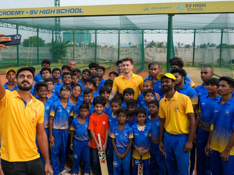 CSK's Noor Ahmed, Vijay Shankar give tips to Super Kings Academy kids in Vanagaram, Chennai