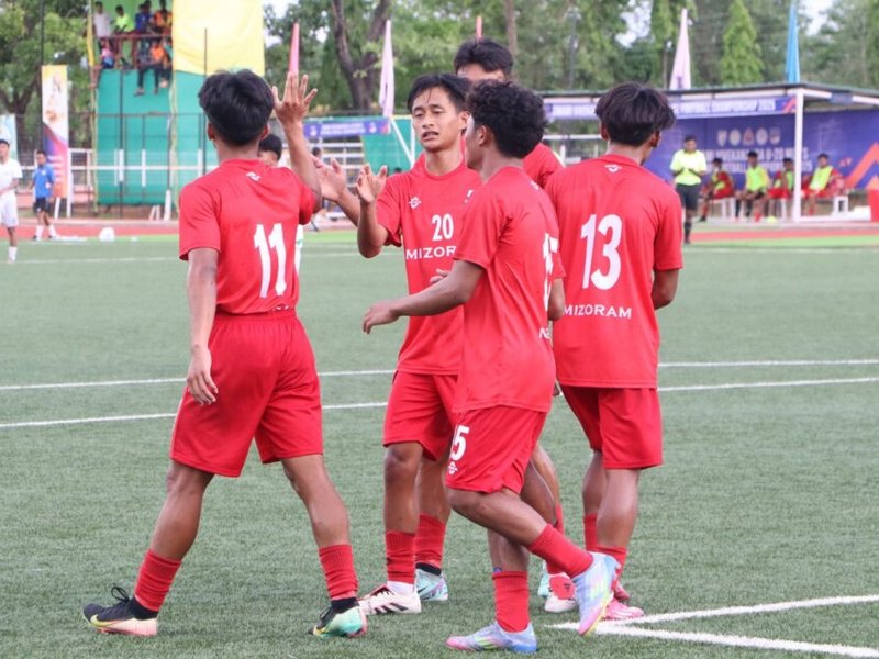 Mizoram. Delhi set up summit clash with identical 4-0 victories in the Swami Vivekananda Men’s U-20 National Football Championship in at the Ramakrishna Mission Ashrama Ground, at Narainpur (Chhattisgarh), on Sunday. Photo credit: AIFF