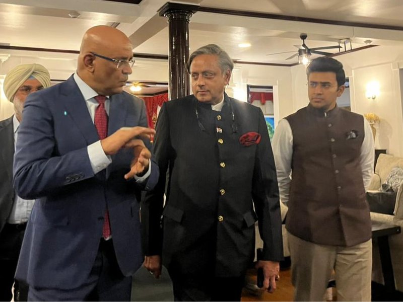 Tharoor, Surya take India’s anti-terror message to Guyana’s Vice President Bharrat Jagdeo