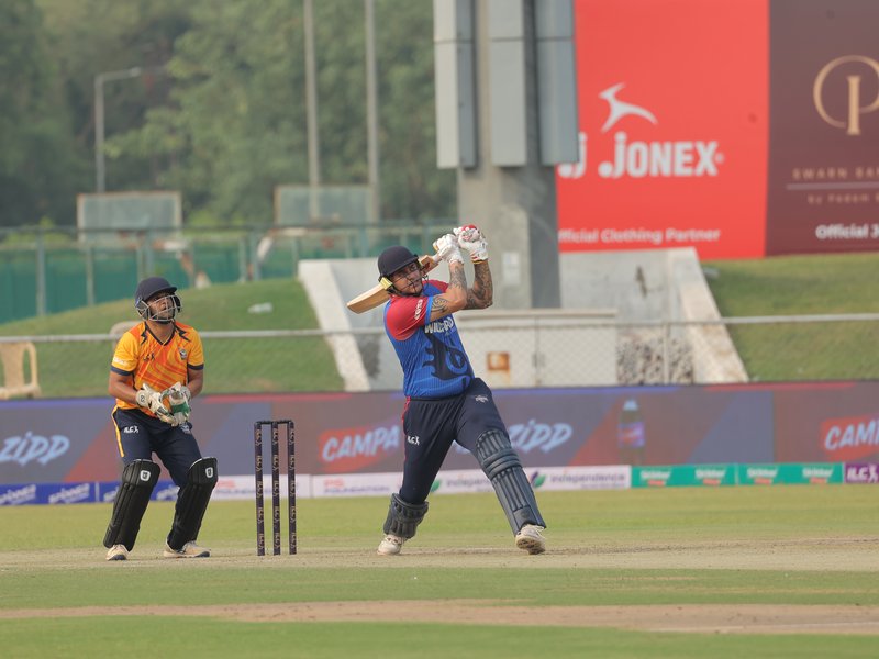 American Strikers defeat Trans Titans by 35 runs in the Intercontinental Legends Championship at the Shaheed Vijay Singh Pathik Sports Complex in Greater Noida on Wednesday.