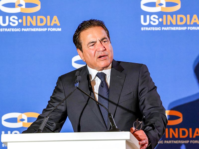 Washington: President and Chief Executive Officer of the US-India Strategic Partnership Forum (USISPF), Mukesh Aghi, speaks at the organisation’s Annual Leadership Awards event in Washington DC, US, on Tuesday, June 3, 2025. (Photo: IANS/Jay Mandal)