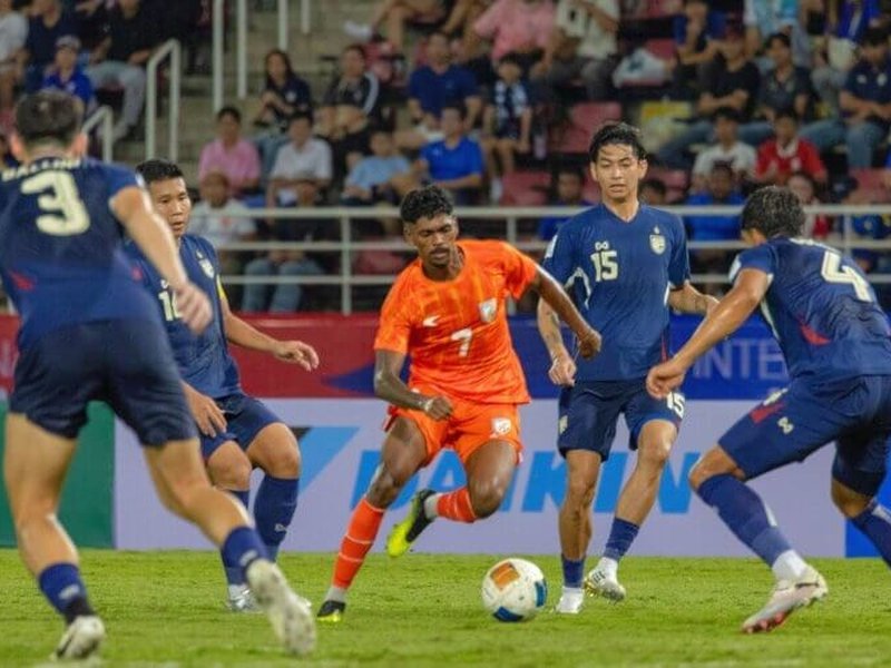India lose 2-0 to Thailand in International Men's Football Friendly, ahead of crucial Asian Cup Qualifier, at the Thammasat Stadium Pathum Thani (Thailand) on Wednesday.  Photo credit: AIFF