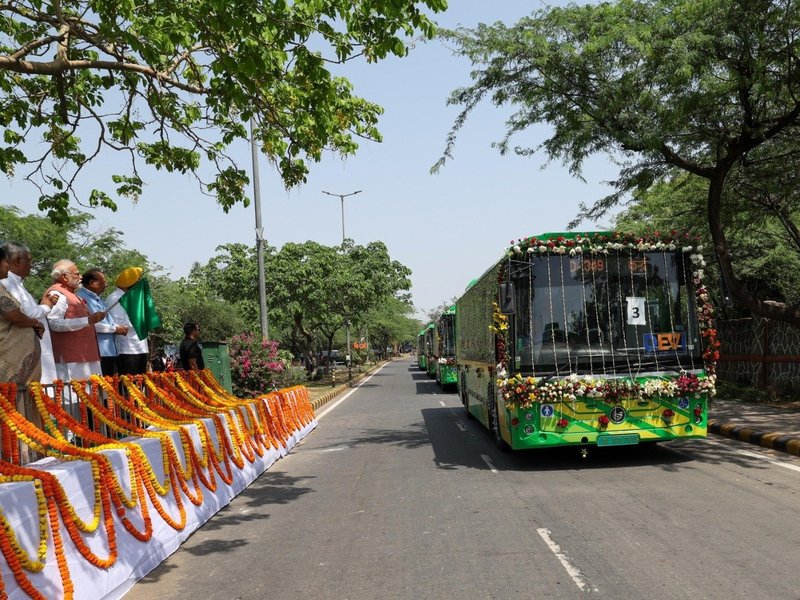 PM Modi flags off electric buses for clean and green Delhi