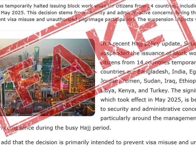 MEA slams 'fake' reports on Saudi visa issue, says temporary restrictions on short term visas during Haj