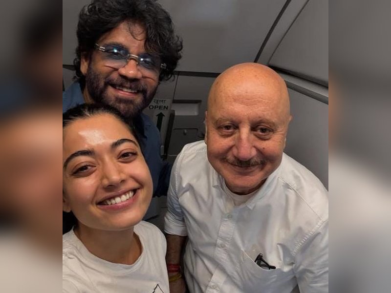 Anupam Kher bumps into Rashmika Mandanna & Nagarjuna during his flight to Mumbai