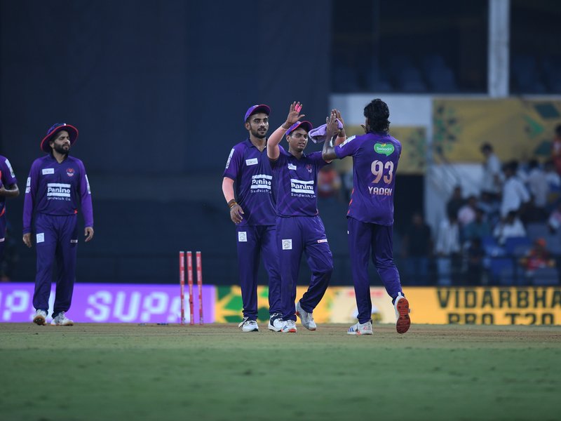 Pagaraiya Strikers register emphatic win over Orange Tigers in Vidarbha Pro T20 League 2025, at the Vidarbha Association (VCA) Stadium in Jamtha, near Nagpur, on Thursday.  Photo credit: VCA