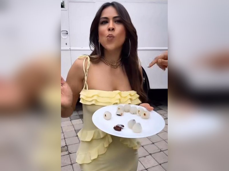 Nia Sharma enjoys her touch up with a side of litchi