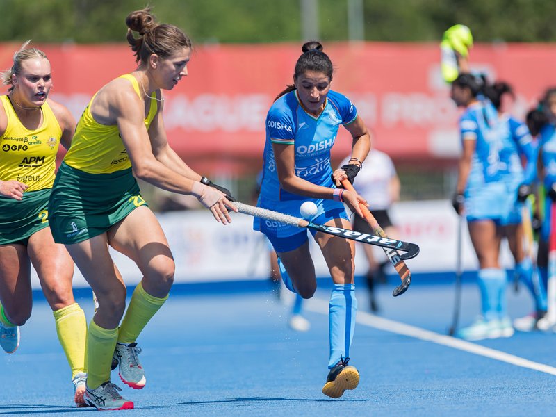 Indian women's team suffers narrow 2-3 defeat against Australia in the FIH Hockey Pro League 2024/25 match at the Lee Valley Hockey & Tennis Centre near London on Saturday. Photo credit: Hockey India 