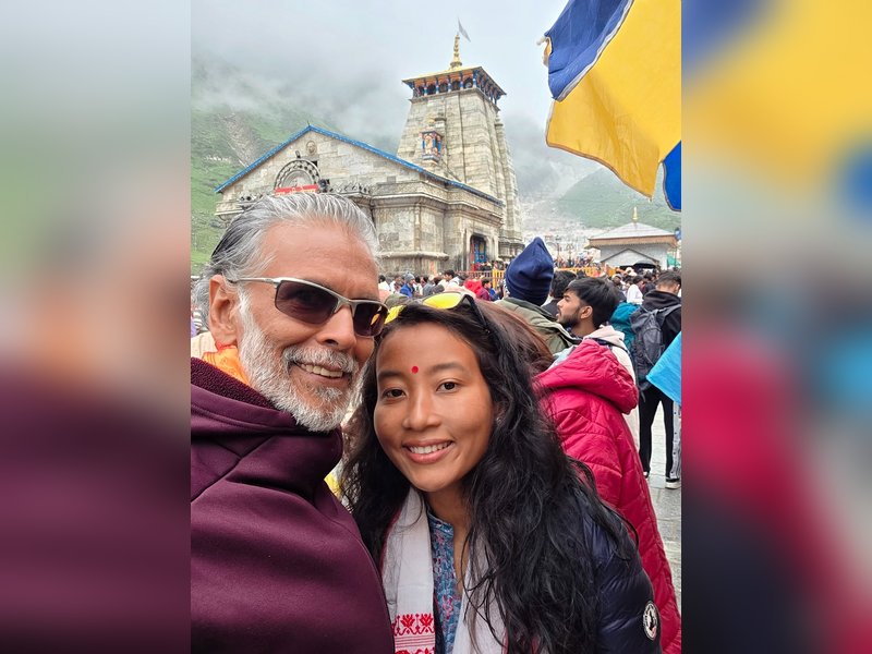 Milind Soman enjoys the beautiful journey to Kedarnath with wife Ankita Konwar	