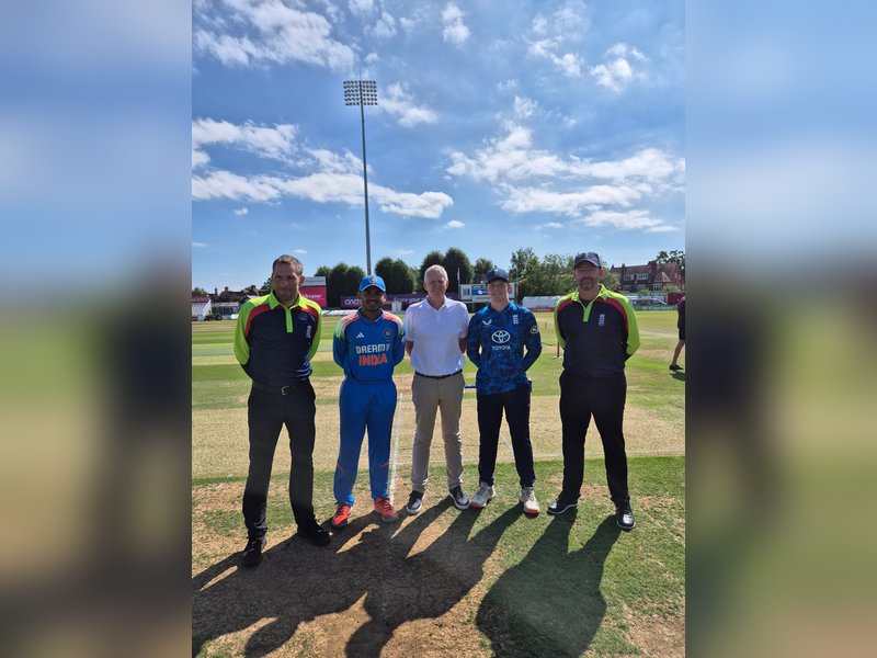 Thomas Rew hits ton as England U-19 scamper to 1-wicket win over India U-19 in the second Youth ODI at the County Ground, Northampton on Monday. Photo credit: England Cricket