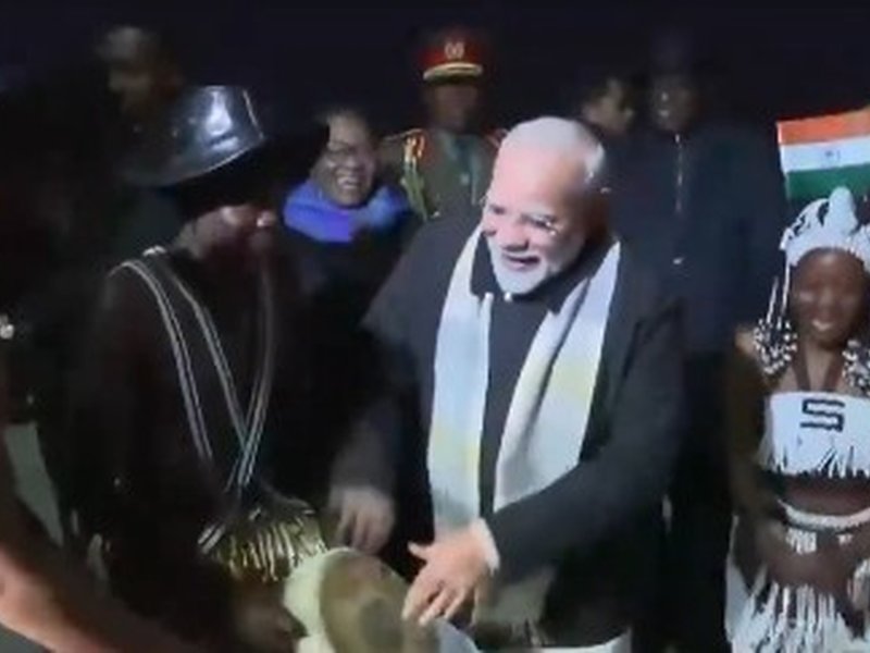 PM Modi joins in on Namibian drums during ceremonial welcome in Windhoek
