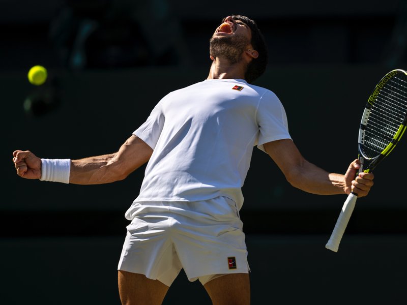 Carlos Alcaraz digs deep to reach third straight women's singles final of Wimbledon 2025 at the All England Club in London on Friday. Photo credit: Wimbledon/X