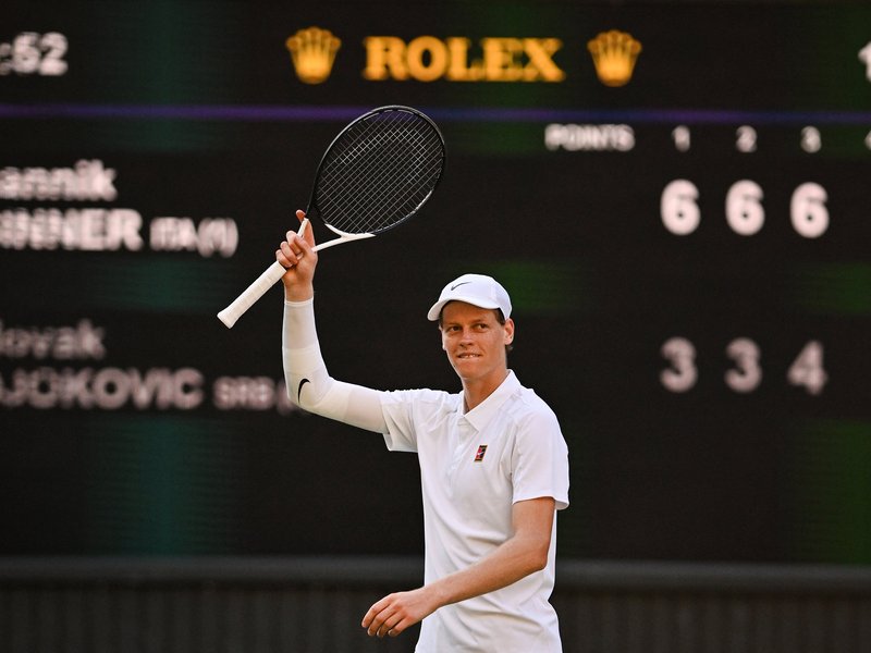 Jannik Sinner storms past injured Novak Djokovic in men's singles semifinals, to meet Carlos Alcaraz in final on Sunday. Photo credit: Wimbledon/X