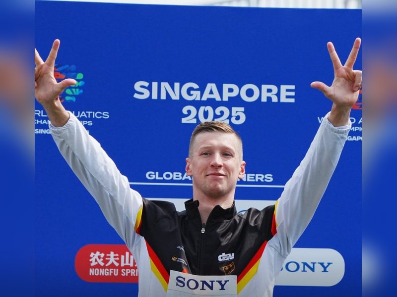 Germany's Florian Wellbrock rediscovers joy with historic gold haul at the 2025 World Aquatics Championship on Singapore's Sentosa Island on Sunday. Photo credit: World Aquatics