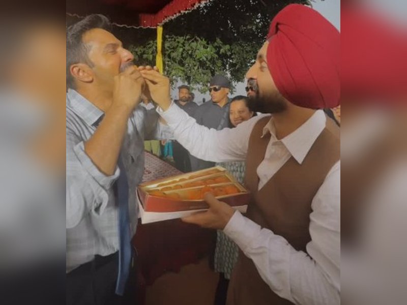 Diljit Dosanjh treats Varun Dhawan, Ahan Shetty with ladoos as ‘Border 2’ shoot concludes