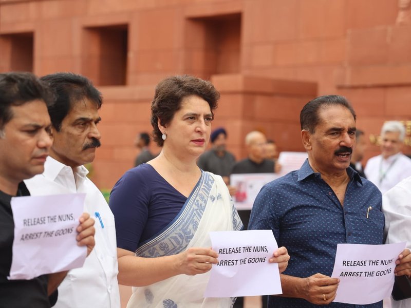 Priyanka Gandhi protests arrest of Kerala nuns, slams Centre for delaying Wayanad disaster fund